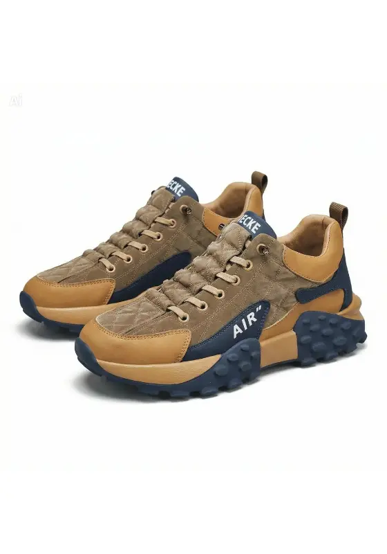 Men's Breathable Sneakers Lace up Sports Shoes Outdoor anti-slip Shoes Brown