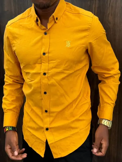 Thomas Burberry mustard yellow long-sleeve casual shirt