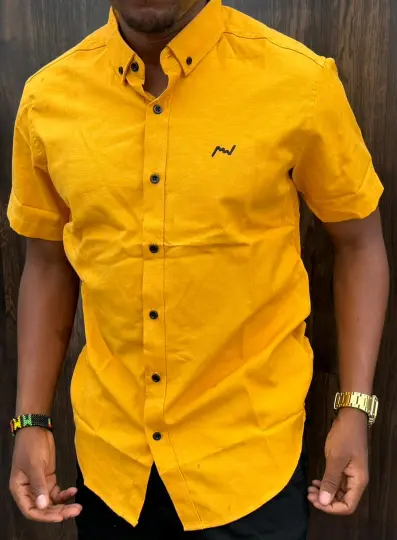Casual Yellow slim short sleeve fit
