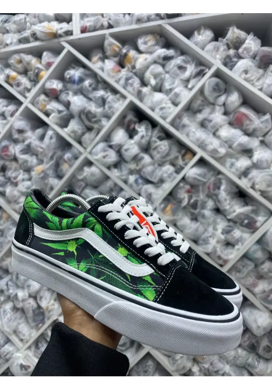 Custom marijuana themed vans