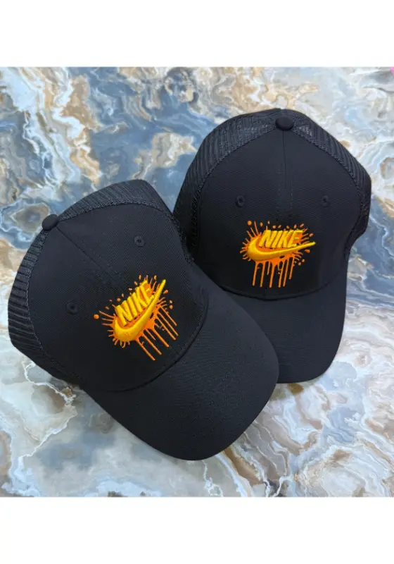 black Nike Paint Drip Baseball Swoosh adjustable cap