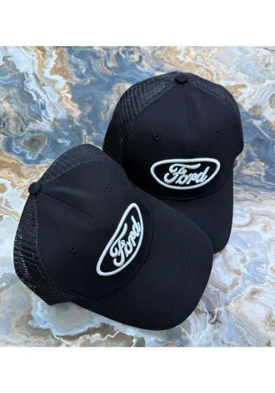 black mesh ford trucker cap