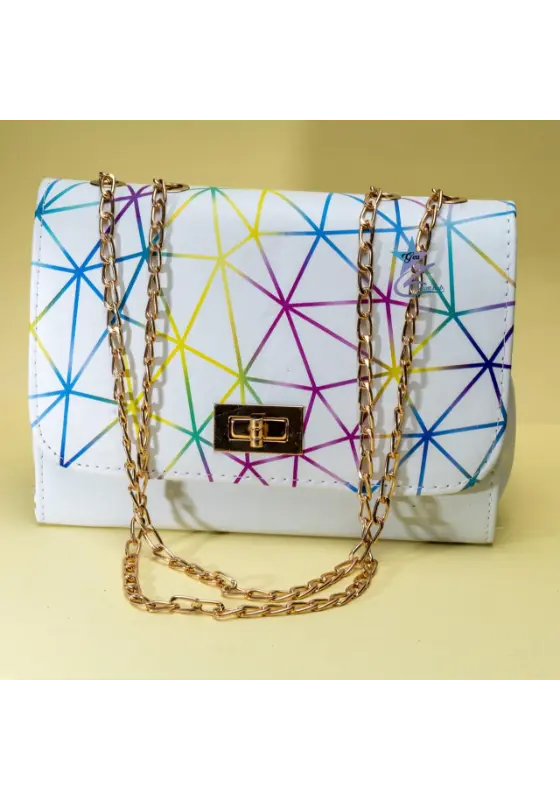 White stripped handbag