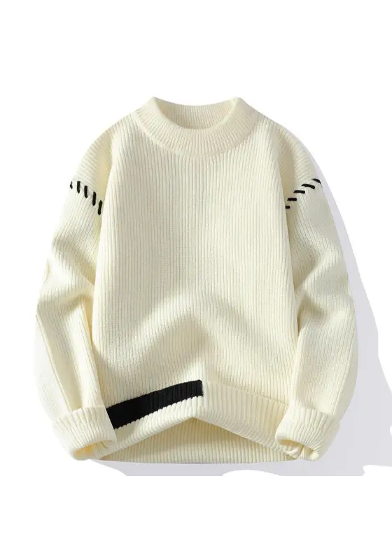 White Knit Crewneck Sweater